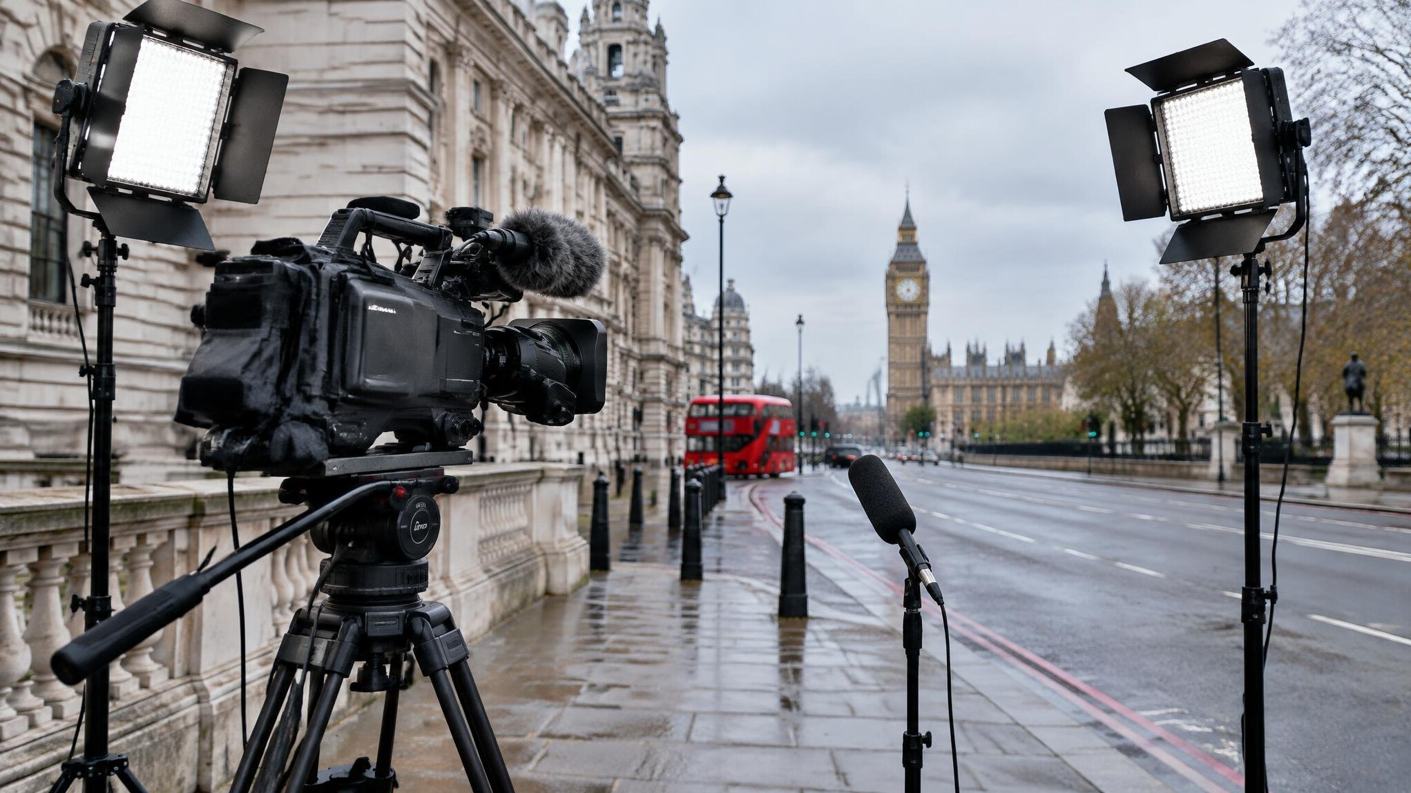 Film crew camera setup on location